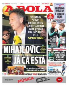 A Bola prima pagina MIhajlovic Sporting